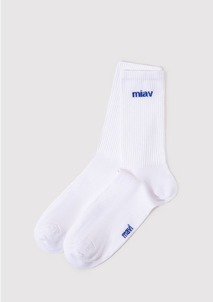 Miav Baskılı Beyaz Soket Çorap 0911440-620