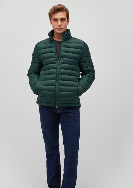 Dik Yaka Yeşil Şişme Mont 0110016-85173