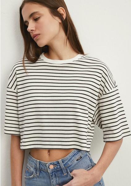 Çizgili Crop Tişört 1612700-85308