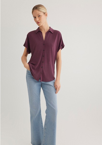Lux Touch TENCEL TM Mor Modal Gömlek 168081-70664