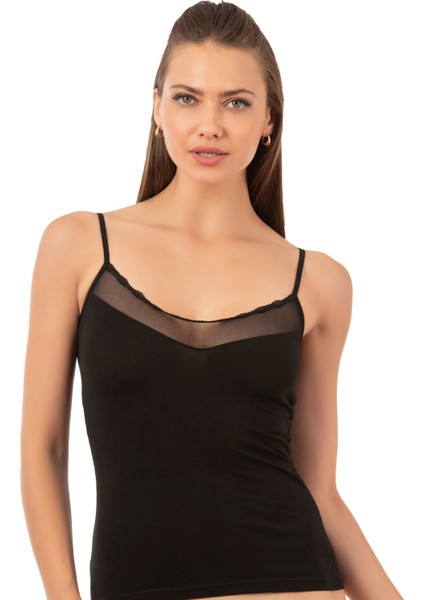 Özkan 20572 6'lı Paket Kadın Pamuklu Tül Detaylı İnce Askılı Atlet fiyatları