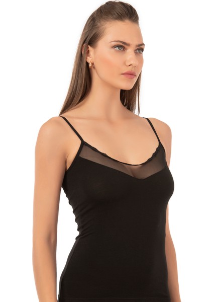 Özkan 20572 6'lı Paket Kadın Pamuklu Tül Detaylı İnce Askılı Atlet indirimleri