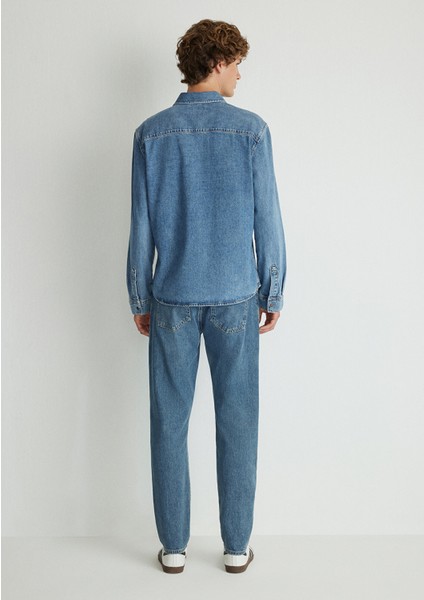 Ted Indigo Mavisi Denim Jean Gömlek 0210909-87933 fırsatları