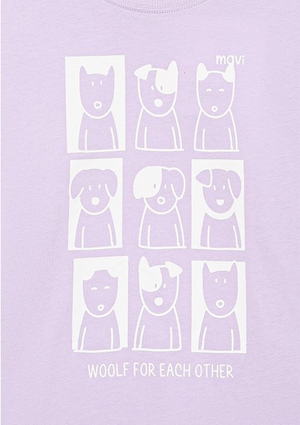 Köpek Baskılı Mor Tişört 7610218-70519