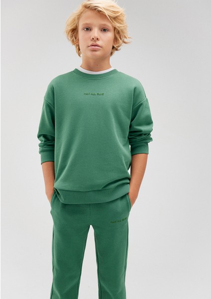 Organik Pamuklu Yeşil Basic Sweatshirt6S10043-71881