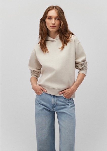 Kapüşonlu Bej Sweatshirt 1S10191-70143