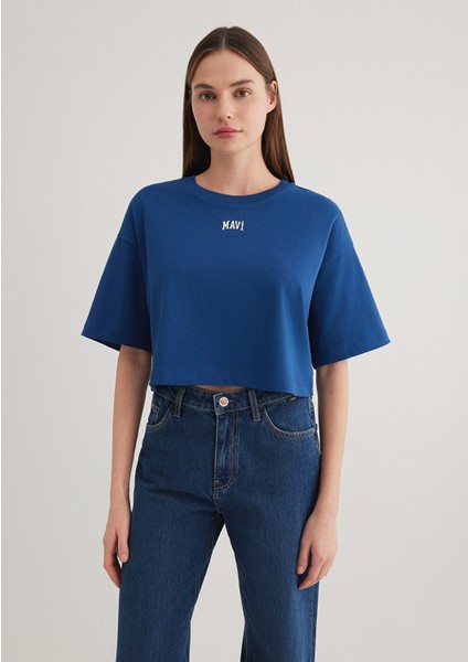 Mavi Logo Baskılı Lacivert Crop Tişört 1611585-82625 modelleri