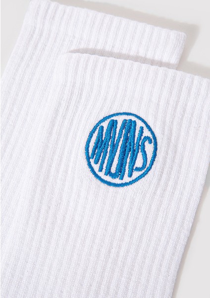 MVJNS Nakış Logo Detaylı Beyaz Soket Çorap 0911590-620 fiyatları