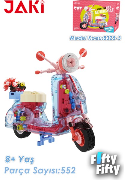 Jaki Maker Pop Süper Havalı Motosiklet -JK8325-3 (552 Parça) Oyuncak Yapım Seti