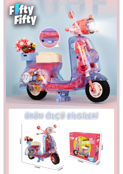 Jaki Maker Pop Süper Havalı Motosiklet -JK8325-3 (552 Parça) Oyuncak Yapım Seti