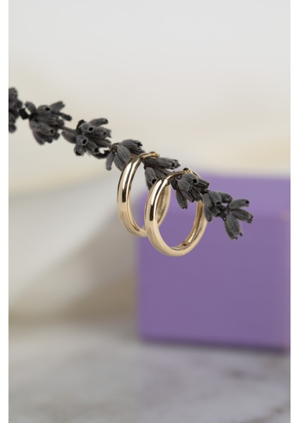 14 Ayar Altın Halka Hoop Orta Boy Sade Küpe Sarı Renk D010 modelleri