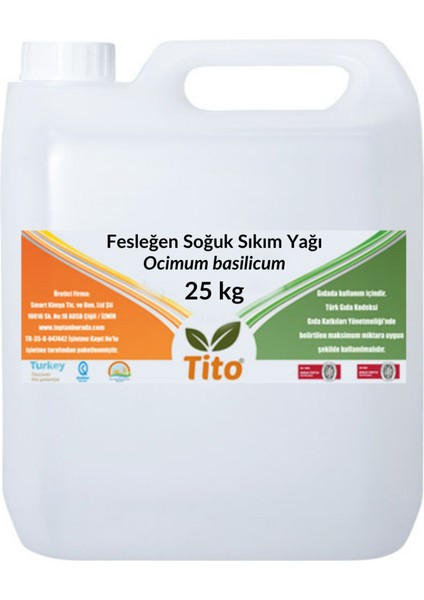 Fesleğen Soğuk Sıkım Yağı Ocimum Basilicum 25 kg