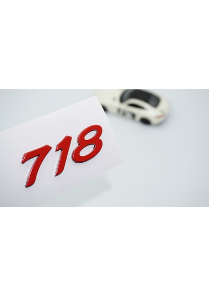 Porsche 718 Bagaj 3M 3D Kırmızı Abs Yazı Logo Amblem