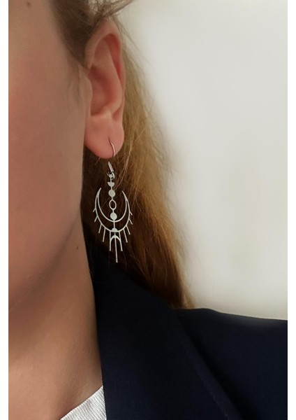 Paslanmaz Çelik Ultra Hafif Laser Tribal Sallantılı Kadın Küpe