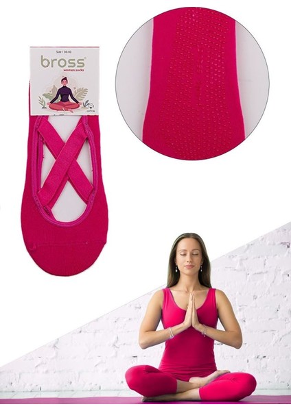 Kadın Pembe Kaydırmaz Taban Yoga Çorap Onl-02558