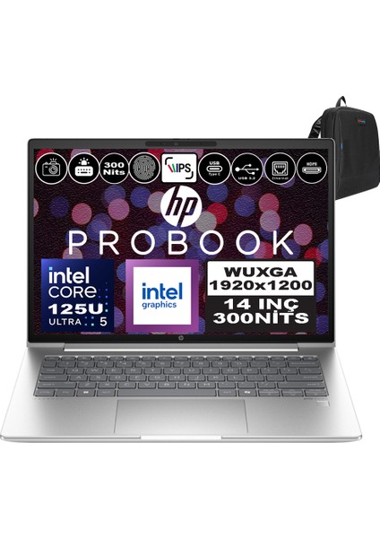 Probook 440 G11 Intel Core Ultra 5 125U Ddr5 32GB 2tb SSD Intel® Aı Boost 14" Wuxga IPS Windows 11 Home Taşınabilir Bilgisayar A22ZCEAH11 + Zetta Çanta