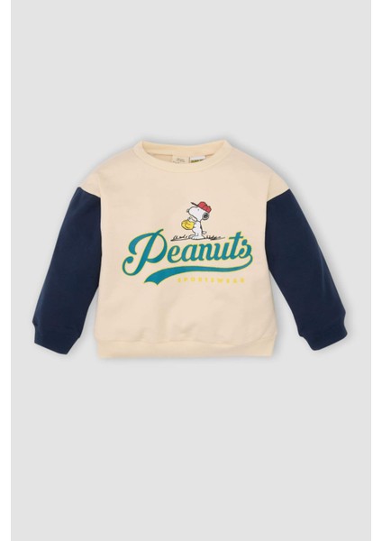 Erkek Bebek Snoopy Bisiklet Yaka İçi Yumuşak Tüylü İnce Sweatshirt D4609A524AU