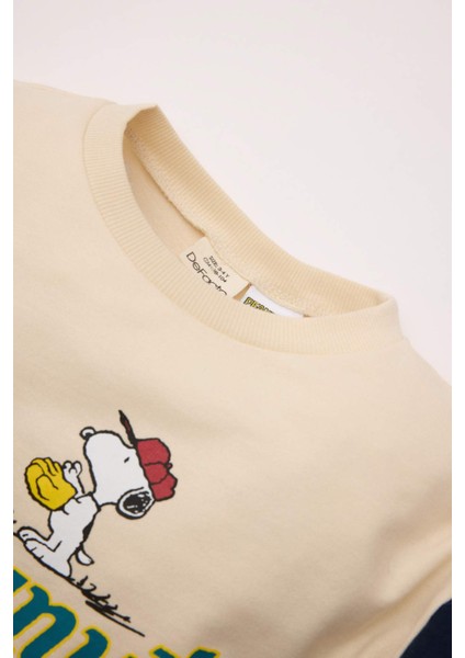 Erkek Bebek Snoopy Bisiklet Yaka İçi Yumuşak Tüylü İnce Sweatshirt D4609A524AU