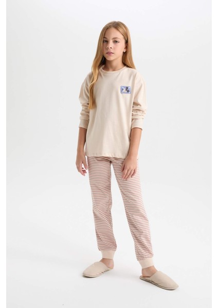 Kız Çocuk Pijama Takım Disney Mickey & Minnie Uzun Kolu Üst Beli Lastikli Alt D3748A824AU
