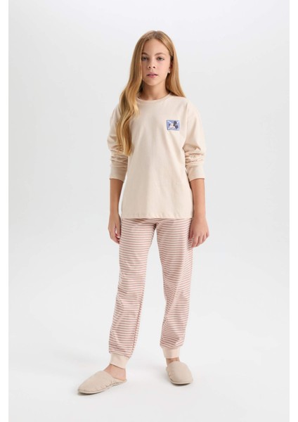 Kız Çocuk Pijama Takım Disney Mickey & Minnie Uzun Kolu Üst Beli Lastikli Alt D3748A824AU