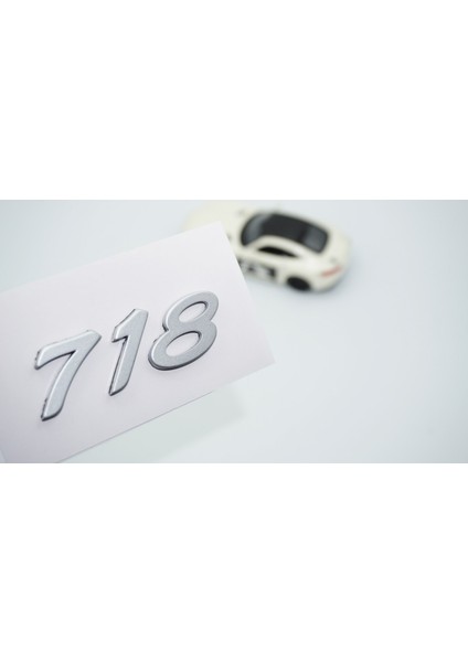 Porsche 718 Bagaj 3M 3D Gri Abs Yazı Logo Amblem