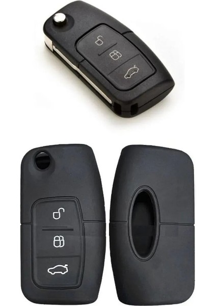 Ford 2006-2012 Sustalı Silikon Kumanda Kılıfı 3 Buton