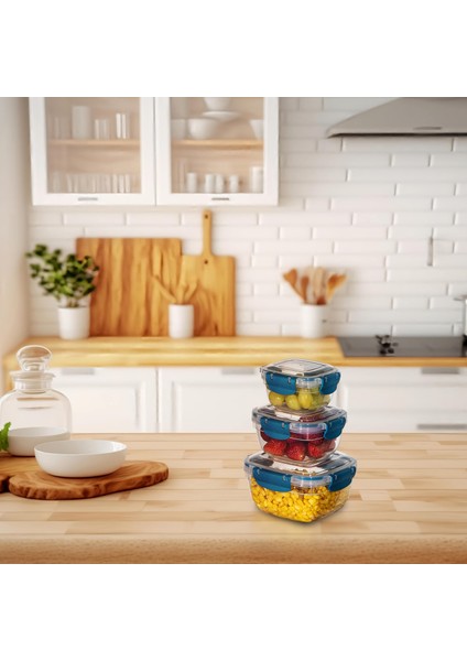 3'lü Set Master Kare Saklama Kabı (275 ml - 500 ml - 900 Ml)