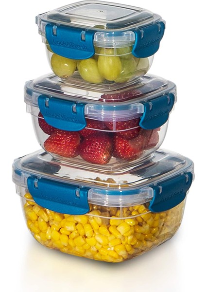 3'lü Set Master Kare Saklama Kabı (275 ml - 500 ml - 900 Ml)