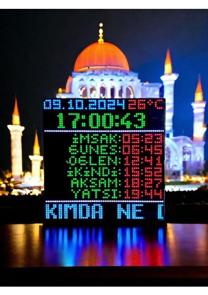 Sanec Ledli Kayan Yazılı Renk Değiştirebilen Vakitmatik Cami, Mescid Namaz Saati (Kasa Ölçüsü: 34X34 Cm) fiyatları