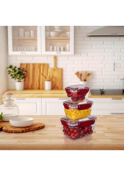 3'lü Master Dikdörtgen Saklama Kabı (400 ml - 800 ml - 1400 Ml)