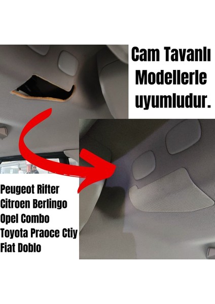 Rifter-Berlingo-Proace City-Doblo-Opel Cam Tavanlı Ara Bölme Demiri Boşluk Kapakları Tavan Kumaşı Kaplı 2 Adet