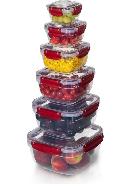 6'lı Set Master Kare Saklama Kabı (275 ml - 500 ml - 900 ml - 1500 ml - 2400 ml - 3750 Ml) modelleri
