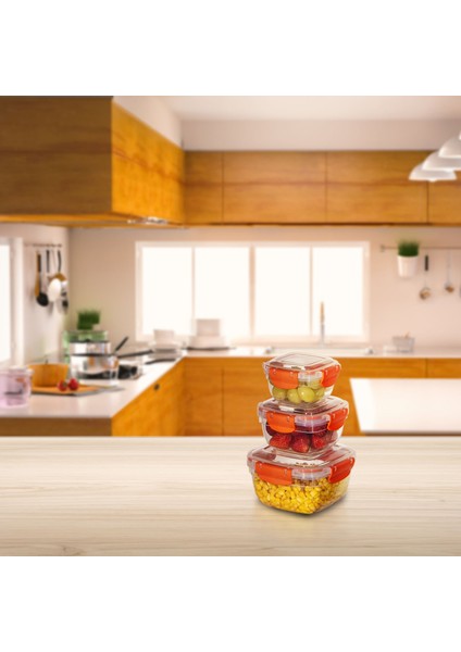 3'lü Set Master Kare Saklama Kabı (275 ml - 500 ml - 900 Ml)