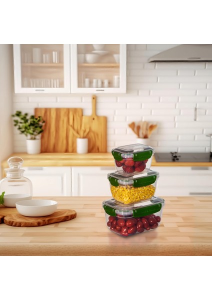 3'lü Master Dikdörtgen Saklama Kabı (550 ml - 1000 ml - 1800 Ml)