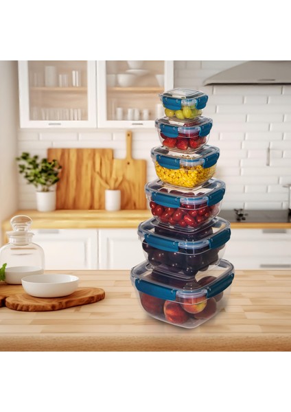 6'lı Set Master Kare Saklama Kabı (275 ml - 500 ml - 900 ml - 1500 ml - 2400 ml - 3750 Ml)