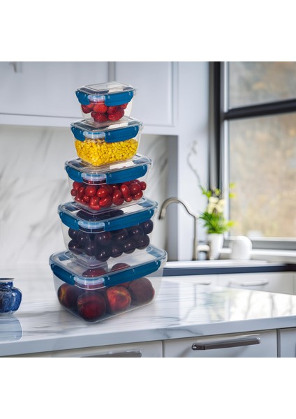 5'li Master Dikdörtgen Saklama Kabı (400 ml - 800 ml - 1400 ml - 2300 ml - 4000 Ml) modelleri