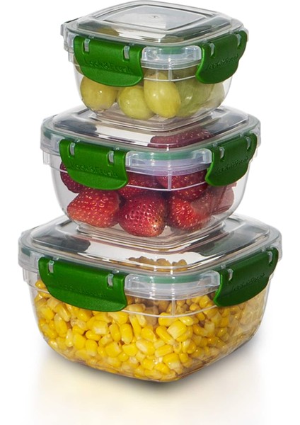 3'lü Set Master Kare Saklama Kabı (275 ml - 500 ml - 900 Ml)