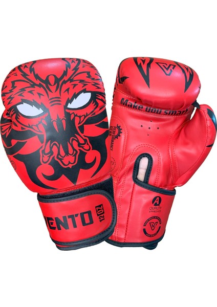 Drago Boks Eldiveni Kırmızı 16 oz Cırt Bantlı Suni Deri Malzeme ile Üretilmiştir