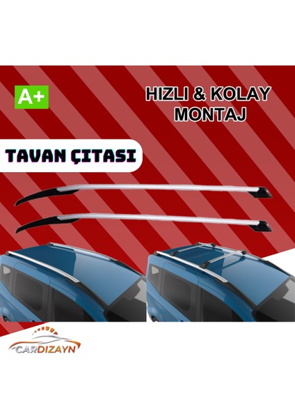 Ford Tourneo Courier 2012 - 2023 - Gri - Siyah - Renk - Alüminyum Orijinal Üst Port Bagaj Tavan Çıtası indirimleri