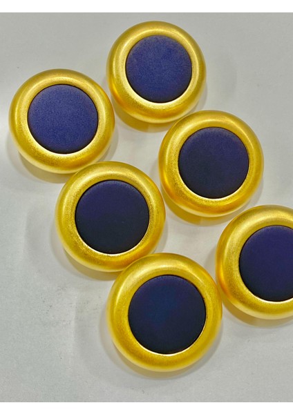 Kaban Kürk Manto Düğmesi / Italyan Düğme 6 Lı Set / Mat Gold Lacivert 3 cm /M010 modelleri