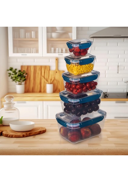 5'li Master Dikdörtgen Saklama Kabı (550 ml - 1000 ml - 1800 ml - 3000 ml - 5000 Ml)