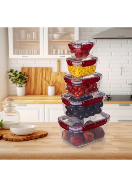 5'li Master Dikdörtgen Saklama Kabı (550 ml - 1000 ml - 1800 ml - 3000 ml - 5000 Ml)