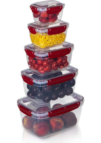 5'li Master Dikdörtgen Saklama Kabı (550 ml - 1000 ml - 1800 ml - 3000 ml - 5000 Ml)