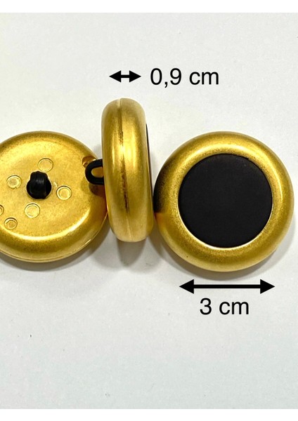 Kaban Kürk Manto Düğmesi / Italyan Düğme 6 Lı Set / Mat Gold Siyah 3 cm /M010 fiyatları