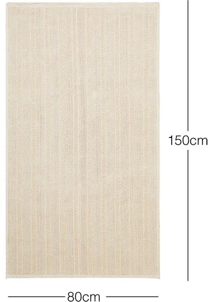 Yıkanabilir Pamuklu Ekru Renk Çizgi Desen Kilim 80 x 150 cm