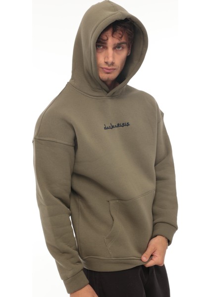 Haki Sırtı Etnik Baskılı Kapüşonlu Üç Iplik Oversize SWEATSHIRT-2438 fırsatları