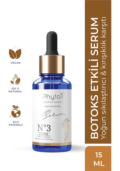 Botoks Etkili Serum Yoğun Sıkılaştırıcı  Yüz Serumu-Phytoil No3 Serum Divine 15 ml