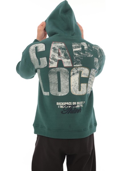 Nefti Sırtı Baskılı Kapüşonlu Üç Iplik Oversize Sweatshirt- 2441