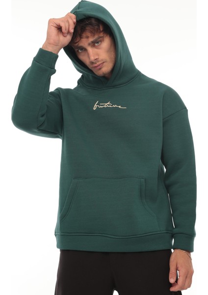 Nefti Sırtı Baskılı Kapüşonlu Üç Iplik Oversize Sweatshirt- 2441 fırsatları
