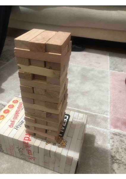 Ahşap Denge Oyunu Cezalı Jenga V2 – 54 Parça Yeni Versiyon, Parti ve Aile İçin Eğlenceli Masa Oyunu